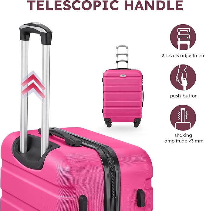 Suitour 4 Piece Luggage Sets, Hard Shell Suitcase Set with Spinner Wheels 16 20 24 28inch Travel Sets(Rose Red) - Image 4