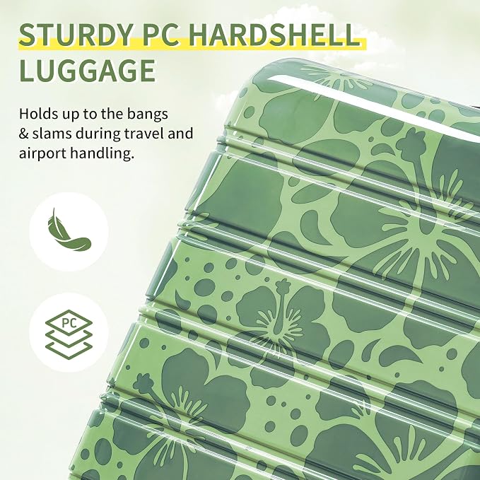 Merax Luggage Sets 3 Piece, Hardside Suitcase Set with Spinner Wheels | Lightweight Printing Luggage Carry on,20+24+28 IN,Green - Image 3