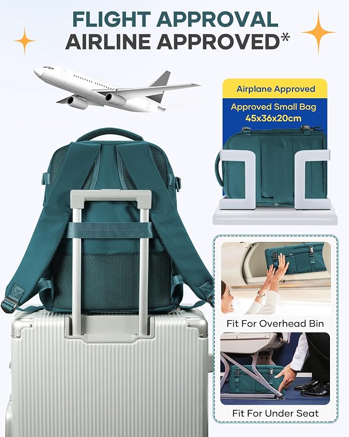 coofay Large Travel Backpack Carry on Flight Approved Mochila De Viaje Carry on Backpack for Airplanes Spirit Airlines Personal Item Bag 18x14x8 Inches Travel Bag Traveling Backpack for Women Men - Image 7