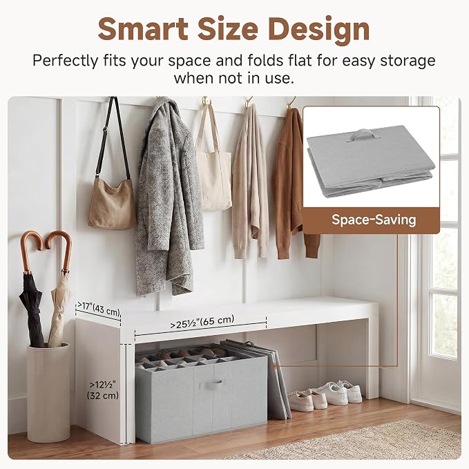 StorageWorks Shoe Organizer for Closet, Fits up to 24 Pairs, Shoe Cubby Storage Containers with Adjustable Dividers and Clear Cover, Grey - Image 6