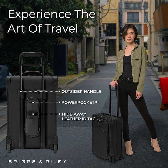 Briggs & Riley Essential 22" 2-Wheel Expandable Carry On - Luggage for Travel, Suitcases with Wheels, Softside Rolling Bag for Men & Women, Self-Repairing Zipper - Baseline Collection, Black - Image 5