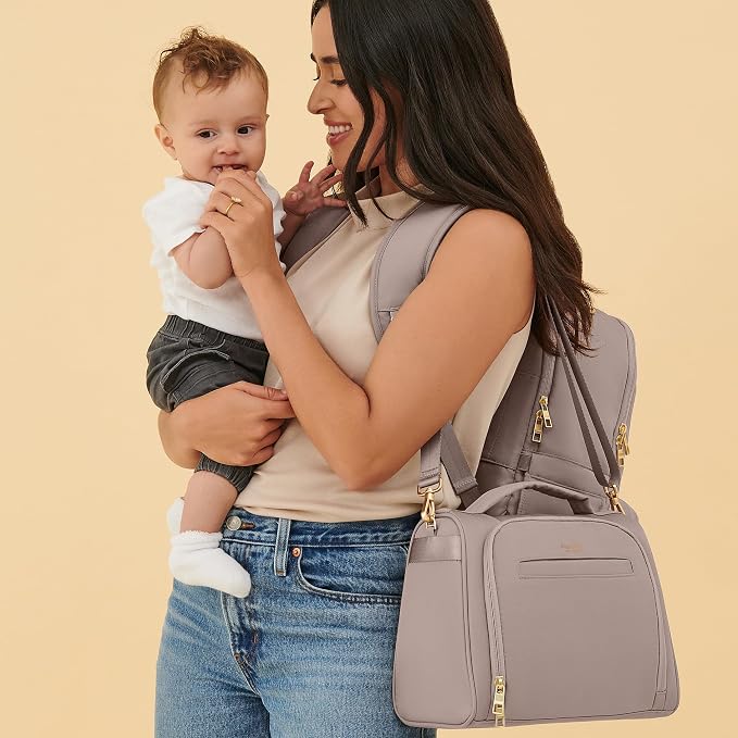 JuJuBe Insulated Bottle Bag, Breastmilk Cooler Bag Fits 3 Baby Bottles, Storage Tote for Nursing Mom, Daycare & Travel, Lunch Bag w/Handle & Shoulder Strap (Taupe) - Image 6