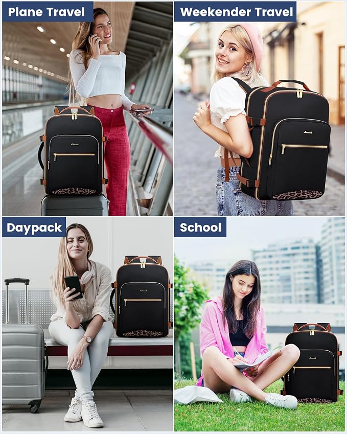 LOVEVOOK 40L Travel Backpack Flight Approved Carry on Backpack,3 Packing Cubes,Waterproof Personal Item Travel Bag,TSA Carry on Luggage Suitcase Travel Essentials,Gifts for Women & Men,fits 17" Laptop - Image 9