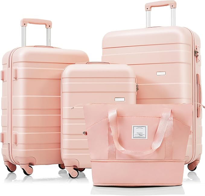 4 Pcs ABS Hardshell Luggage Set Spinner Wheel Suitcase TSA Lock Suitcase by Merax
