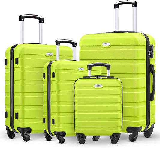 Suitour 4 Piece Luggage Sets, Hard Shell Suitcase Set with Spinner Wheels 16 20 24 28inch Travel Sets(Green) by Suitour