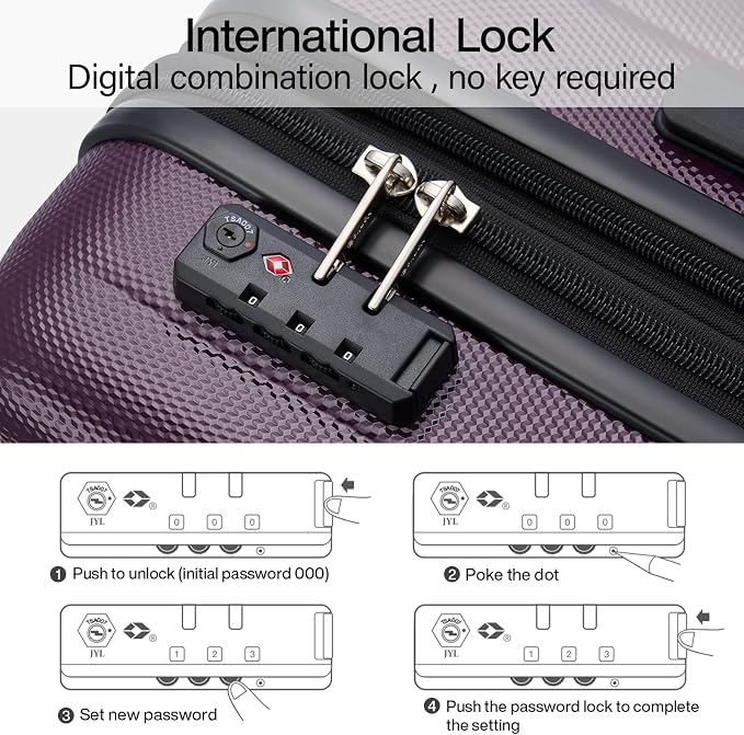 Hanke Expandable Hard Shell Luggage Sets 2 piece Carry on Luggage with Wheels Suitcases Lightweight Checked Tsa Luggage Rolling Large Suitcase Travel Luggage Bag Woman Men 20/29 Inch(Purple) - Image 8