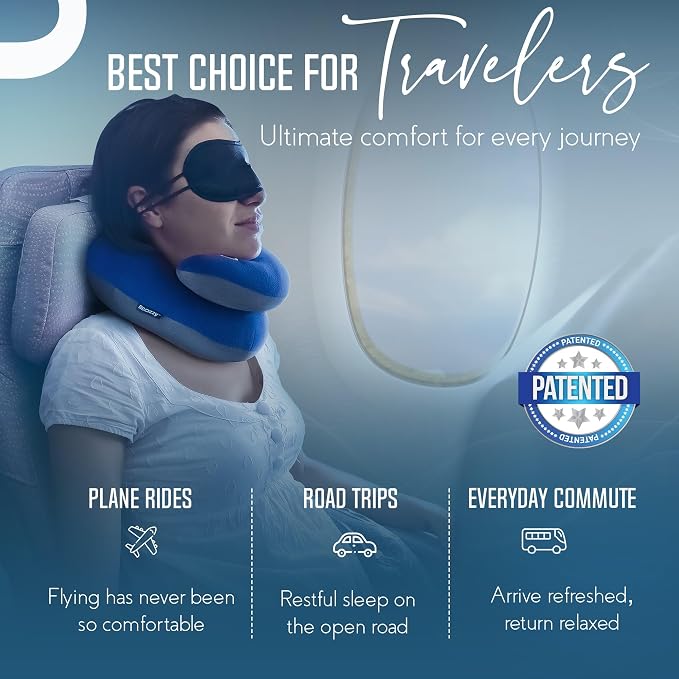 BCOZZY Travel Neck Pillow for Airplane – Patented Double Support for Head, Neck, and Chin. Best for Long Flights, Plane Sleeping & Car Rides. Adjustable Size. Fully Washable. Carry Bag. X-Large, Gray - Image 9