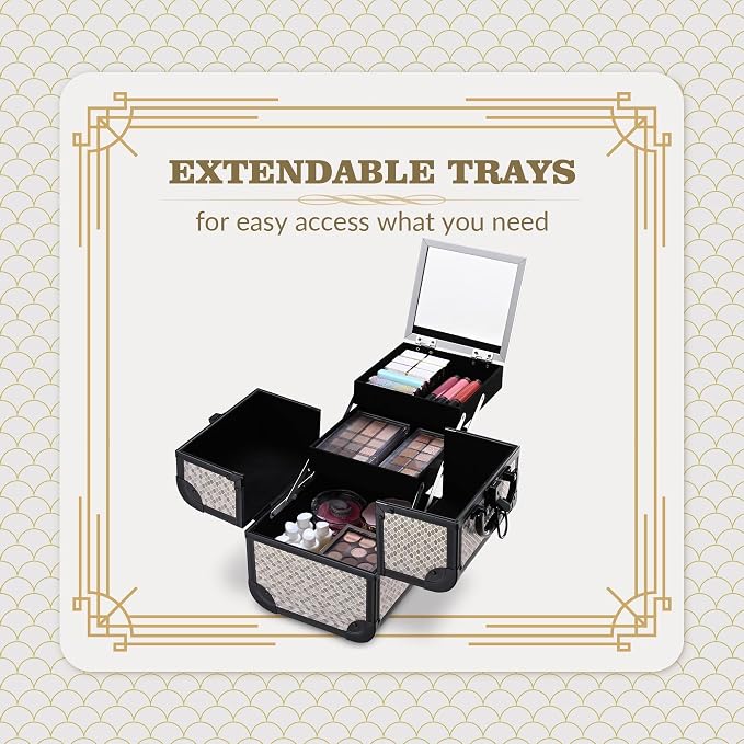 BYOOTIQUE 4in1 Cosmetology Case on Wheels w/Cosmetic Storage Makeup Artist | Aluminum Rolling Makeup Suitcase 360° Detachable Wheel Lockable Makeup Case Organizer w/ Mirror Nail Tech AD Graphite - Image 4