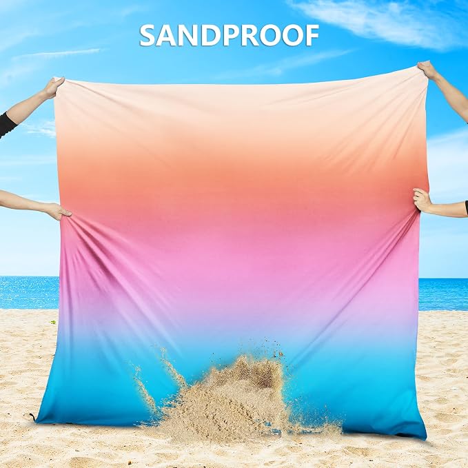 WIWIGO Beach Blanket Waterproof Sandproof Beach Mat 79" X 83"/10'x9'for 2-8 Adults Quick Drying Outdoor Picnic Mat Beach Accessories for Travel, Camping, Hiking - Image 4