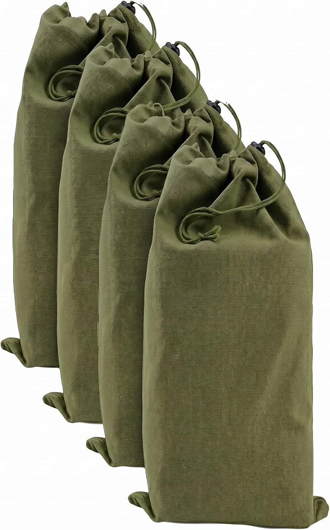 LFH Cotton Rich Shoe Storage Bags with Drawstring, Breathable Dustproof Reusable Shoe Organizer for Travel, Gym, Dorm, Hotel, Machine Washable Easy Carry 8"x17" (Pack of 4), Military Green by LFHHomePrivateLimited