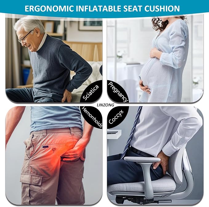 Travel Cushion Airplane Seat,Plane Seat Cushion for Long Flights,Portable Inflatable Seat Cushion for Air Travel,Office,Car and Wheelchair,Comes with Air Pump and Storage Bag - Image 6