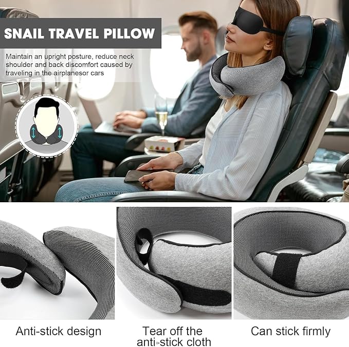 Medicane Travel Pillows for Airplanes,Neck Pillow Airplane Memory Foam Travel Pillow Neck Pillow for Traveling Suitable for Airplanes,Offices and Cars - Image 3