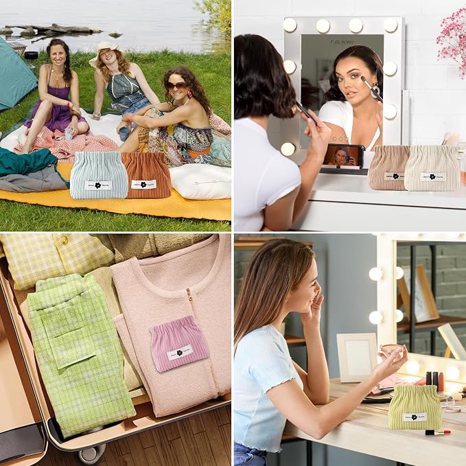Corduroy Makeup Bag 6PCS/12PCS, Elastic Aesthetic Lipstick Bag, Cute Mini Cosmetic Bag, Daily Portable Travel Organizer, Hair Accessories Storage Pouch, Multipurpose Small Organizer (6 Pack) - Image 6