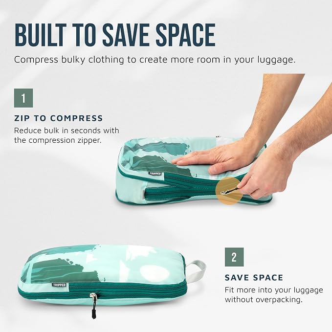 Large Compression Packing Cubes for Travel-Packing Cube Luggage Organizers 7 Piece Set for Checked Luggage-Ultralight, Expandable/Compression Bags by TRIPPED Travel Gear (Getaways) - Image 5