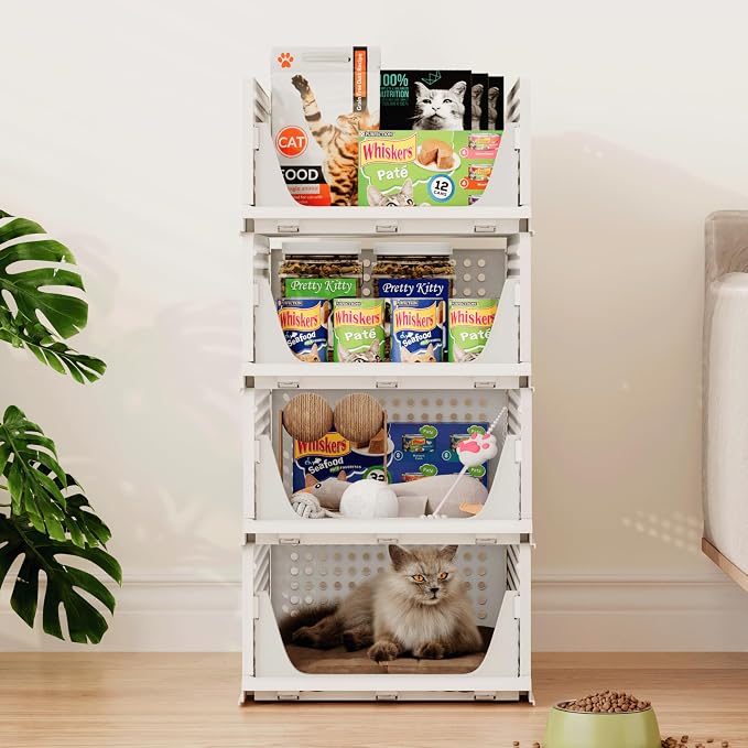 Pinkpum 5 Pack Stackable Plastic Storage Closet Organizers and Storage Bins Drawer Shelf Storage Container for Wardrobe Cupboard Kitchen Bathroom Office White - Image 6