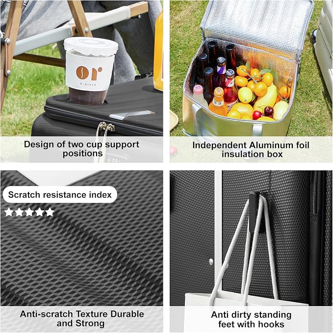 Hanke Multifunctional 26 Inch Hard Shell Suitcases with Wheels Travel Approved Luggage Large Rolling Suitcase Checked Luggage for Women Men(Jet Black) - Image 8