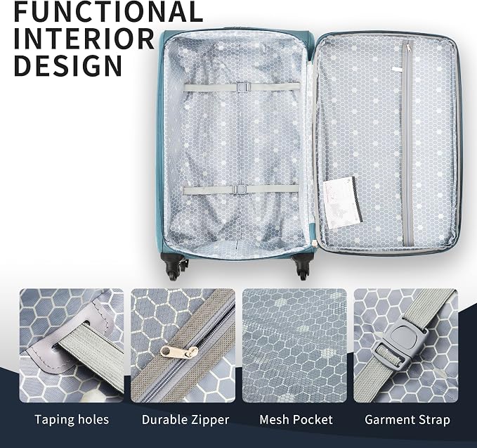 Merax 3 Piece Luggage Set,Expandable Softside Suitcase Set.Green | Carry-On Luggage Included,Durable and Lightweight Travel Suitcase Set with Spinner Wheels and TSA Lock.22"/26"/30" - Image 5