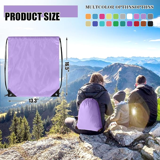 Grneric 100 Pieces Drawstring Backpack Bulk Cinch Sackpack Ployster Drawstring Bags for Gym Party Trip(Lavender) - Image 4