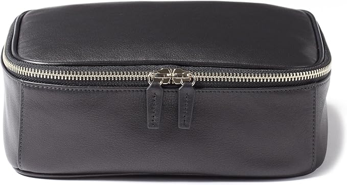 Leatherology Black Onyx Large Travel Organizer – Full-Grain Leather Toiletry Bag with Zipped Mesh Pocket, Elastic Loops & Double Metal Zipper – Travel Storage for Cables, Toiletries & Essentials - Image 4