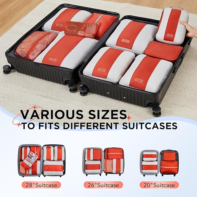 OlarHike Compression Packing Cubes Garment Bags,Orange,10 Set - Image 8