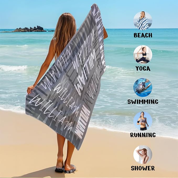 JML Personalized Beach Towel with Name, Custom Beach Towel with Name, Customized Microfiber Pool Towel, Quick Dry & Absorbent Swim Towel for Adult,Anniversary, Birthday, Summer Holiday,Vacation - Image 6