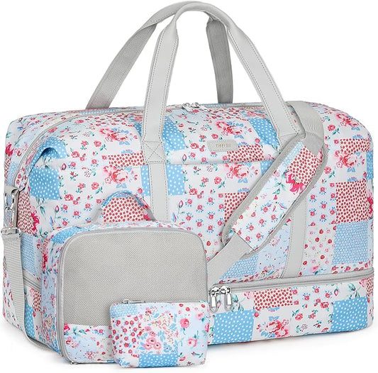 IBFUN Weekender Bags for Women, Travel Duffle Bag with Shoe Compartment Carry on Weekender Overnight Duffel for Weekend Travel Business Trip 3PCS by IBFUN