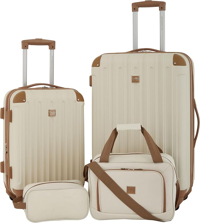 Travelers Club Midtown Hardside 4-Piece Luggage Travel Set, Vanilla by TravelersClub