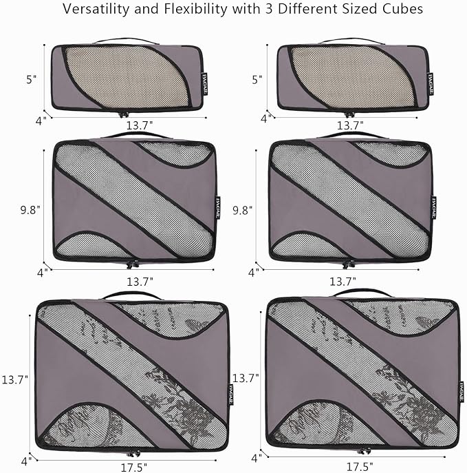 BAGAIL 6 Set Packing Cubes,Travel Luggage Packing Organizers - Image 2