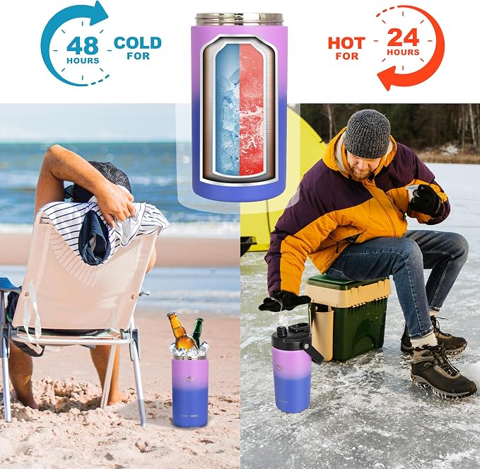 NATURE PIONEOR 64 oz Insulated Water Bottle Jug with Carrier Bag | 18/8 Food-grade Stainless Steel, Double Vacuum Insulation, Wide-Mouth, Straw & Spout Lid, Strap, Camping, Hiking, Gym, Work - Image 4