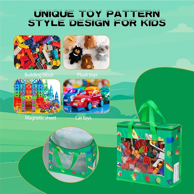 4 Pack Waterproof Toy Storage Bags with Labels,Include 1 Pcs Extra Large and 3 Pcs Large Bags,Oxford Cloth Toy Storage Pouch,Portable Trave Toy Organizer for Board Game, Building Blocks, Puzzle - Image 5