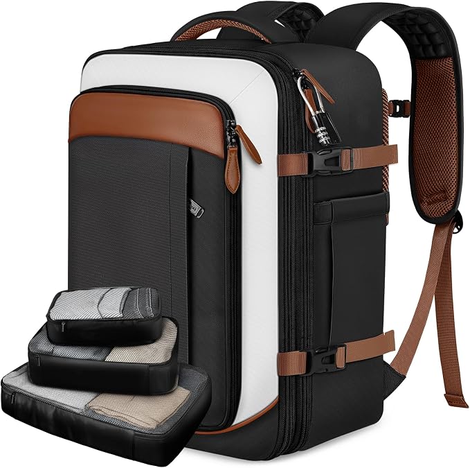 Vancropak 40L Carry on Backpack for Travel, Flight Approved Expandable Bag | 3 Packing Cubes, 17.3" Laptop Compartment, Water-Resistant, Anti-Theft, Lightweight Weekender Travel Bag, Business Backpack by Vancropak