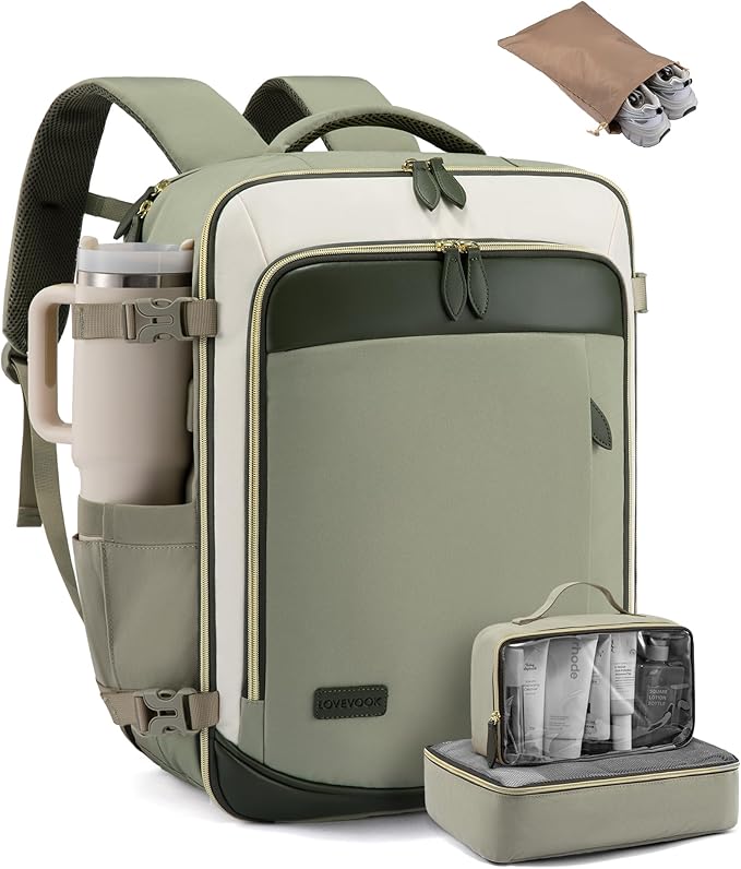LOVEVOOK 50L Travel Backpack Carry On Airline Approved, Large Backpack with 3 Packing Cubes, TSA Travel Essentials Carry On Bag, Waterproof Weekender Overnight Luggage Daypack, Fits 18 Inch Laptop by LOVEVOOK