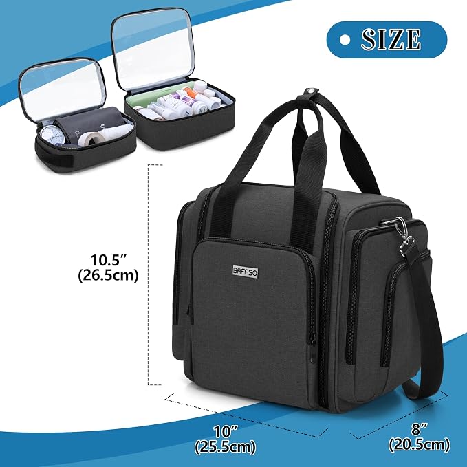 BAFASO Large Pill Bottle Organizer with 4 Inner Removable Pouches, Medicine Bag Come with Shoulder Strap (BAG ONLY), Black - Image 7
