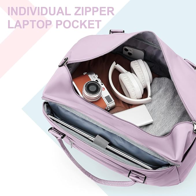 Travel Duffel Bag, Carry On Overnight Weekender Bags for Women | Travel Bag with Wet Pocket & Trolley Sleeve, For Spirit Airlines 18x14x8 Personal Item Bag - Image 5
