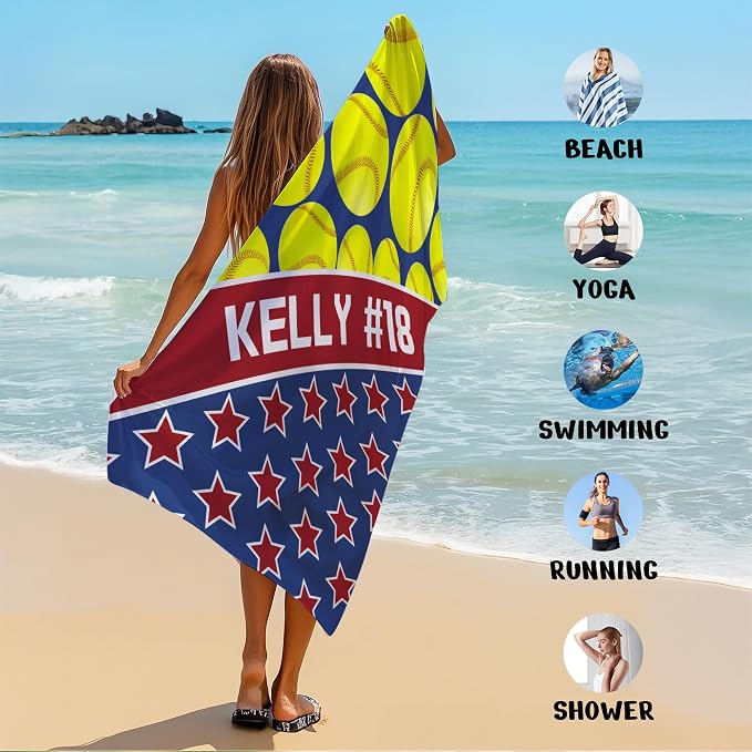 Personalized Beach Towel With Name, Custom Beach Towel with Text, Customized Microfiber Pool Towel, Quick Dry & Absorbent Swim Towel for Adult,Anniversary, Birthday, Summer Holiday,Vacation,Tennis - Image 6