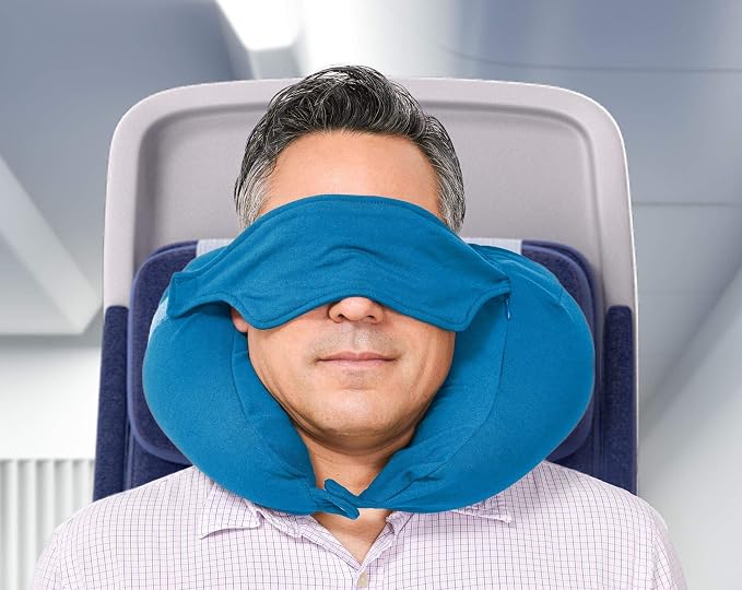 Yogibo Nap X Travel Neck Pillow for Sleeping Airplane, Car, Plane Traveling, Microbead Portable Comfy Head Rest and Neck Support with Attached Eye Mask, Turquoise - Image 5