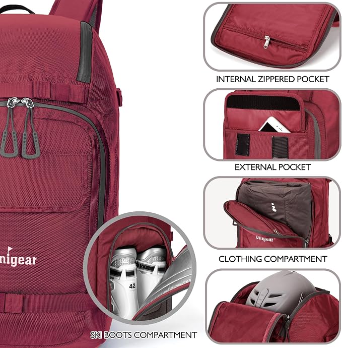 Unigear Ski Boot Bag Backpack for Helmet 50L/70L, Goggles, Gloves, Skis, Snowboard & Accessories - Image 3