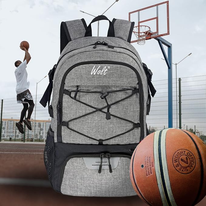 WOLT Basketball Backpack Large Sports Bag with Separate Ball Holder & Shoes Compartment, Best for Basketball, Soccer,Gym - Image 6