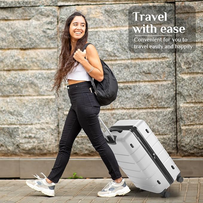 OLIXIS 29 Inch Luggage, Hardside Checked Suitcase with Spinner Wheels, Lightweight ABS Hard Shell Travel Luggage, TSA Approved Lock, Expandable Large Suitcase for Business & Travel–White - Image 8