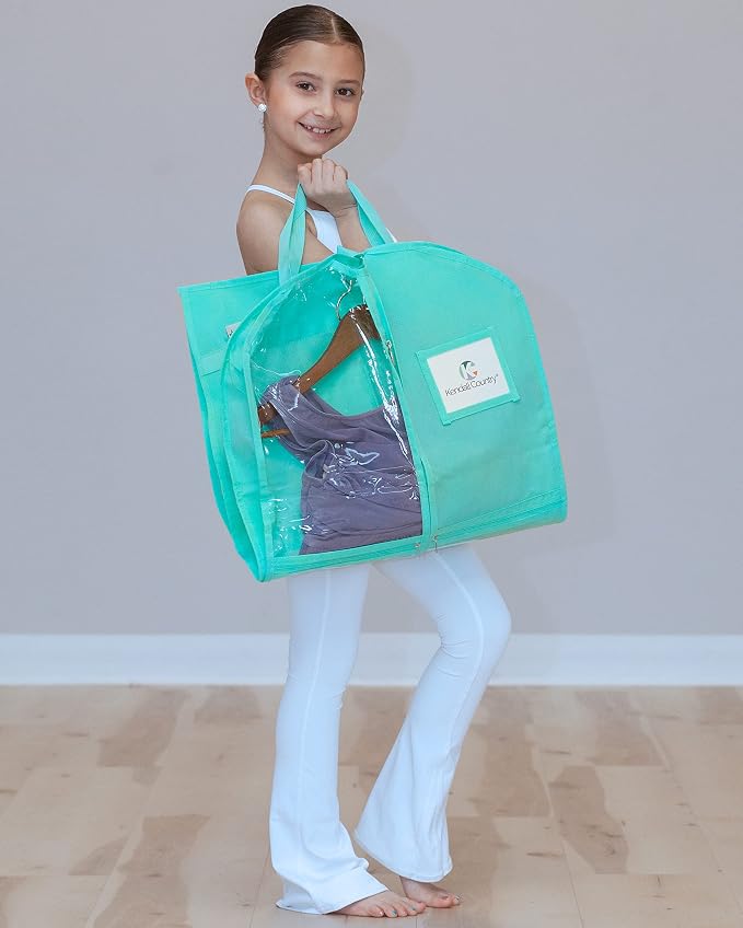 Premium Waterproof Dance Garment Bag,35 inch Clothes Bag with Gusset, 5 Pockets & Side Zip for Dance Costumes, Beauty Pageants, Cheer & More. Best for younger performers with small costume pieces. - Image 7