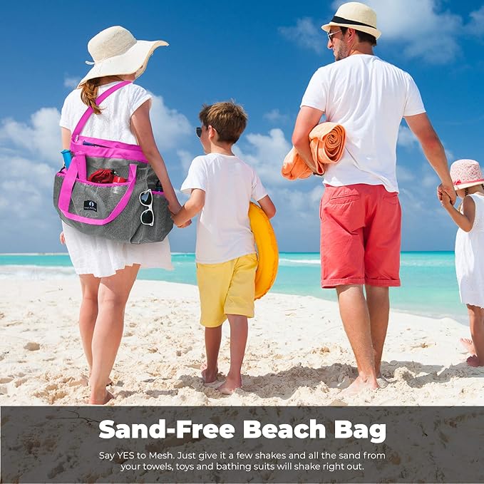 Red Suricata Mesh Beach Bag with Zipper - Extra Large Beach Tote Bag – Pool Bag | with Zipper - Image 3