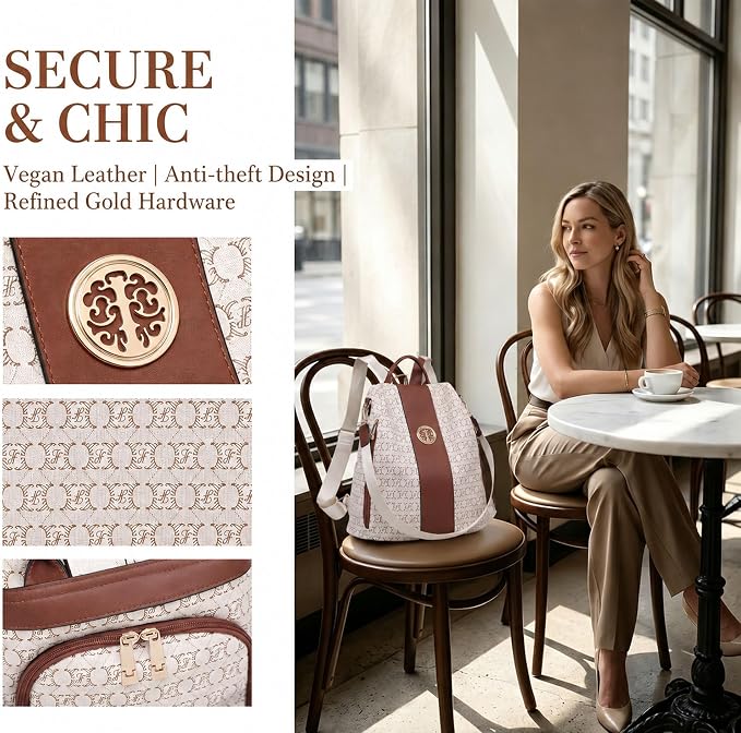 Women Fashion Backpack Purse Multi Pockets Anti-Theft Rucksack Travel Shoulder Bag Handbag - Image 3