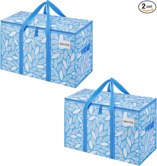 VENO 2 Pack Heavy Duty Moving Bags, Extra Large Storage Bags with Reinforced Handles & Strong Zippers, Foldable & Reusable Moving Box Alternative for Clothes & Dorm Storage by Veno