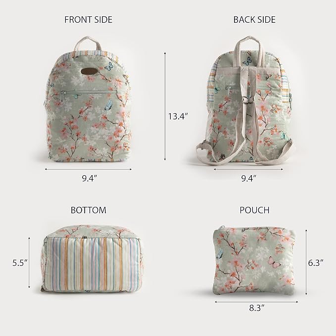 Maison d' Hermine Backpack for Women Men Cotton Shoulder Multipurpose Rucksack with Small Pouch Lightweight Multi Pocket Bag for Travel Work Beach Perfect for Spring Summer (Blossoms in Spring) - Image 3