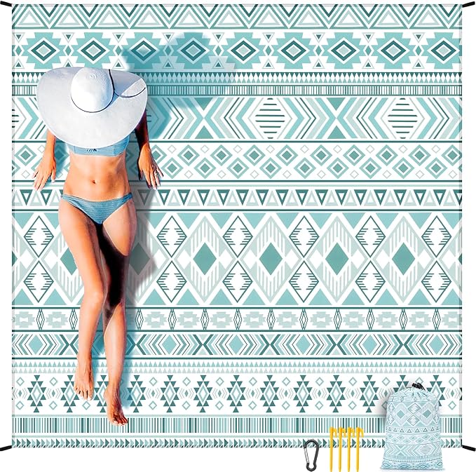 HIHOHO Beach Blanket Waterproof Sandproof Extra Large Beach Mat 79" X 83"/120"x108"for 1-8 Adults Quick Drying Durable Outdoor Picnic Mat for Beach Travel Camping Hiking by HIHOHO