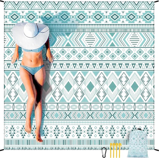 HIHOHO Beach Blanket Waterproof Sandproof Extra Large Beach Mat 79" X 83"/120"x108"for 1-8 Adults Quick Drying Durable Outdoor Picnic Mat for Beach Travel Camping Hiking by HIHOHO