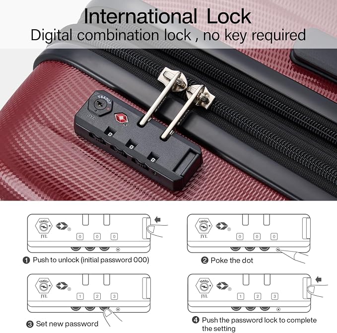 Hanke 24 Inch Expandable Checked Luggage Lightweight PC Hard Case Luggage Suitcases with Wheels TSA Luggage Rolling Large Suitcase Travel Luggage Bag for Go to University(Burgundy) - Image 8