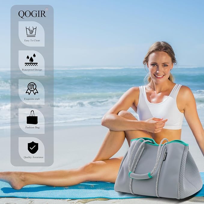 QOGiR Neoprene Multipurpose Beach Bag Tote with Inner Zipper Pocket … … … … - Image 3