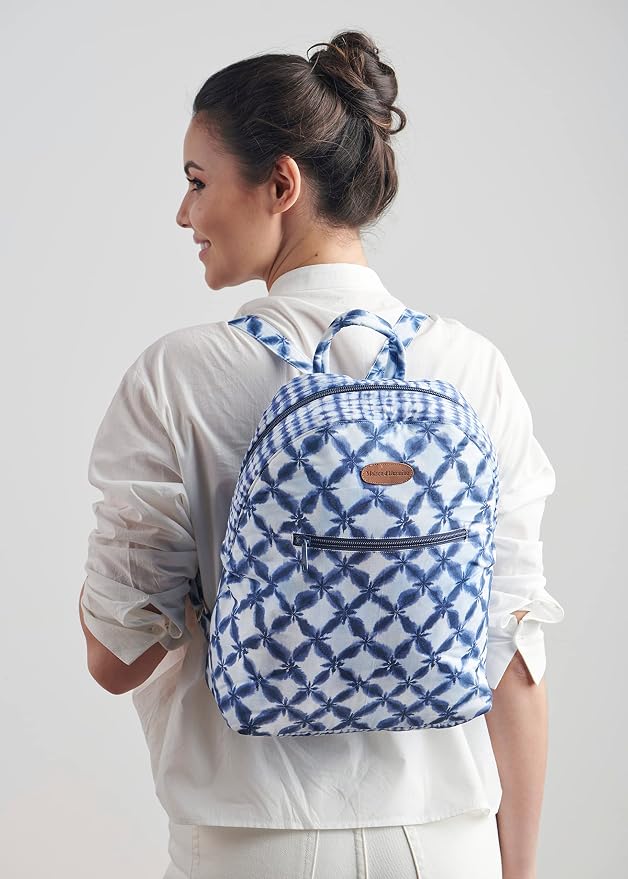 Maison d' Hermine Backpack for Women Men Cotton Shoulder Multipurpose Rucksack with Small Pouch Lightweight Multi Pocket Bag for Travel Work Beach Perfect for Spring Summer (Shibori) - Image 7