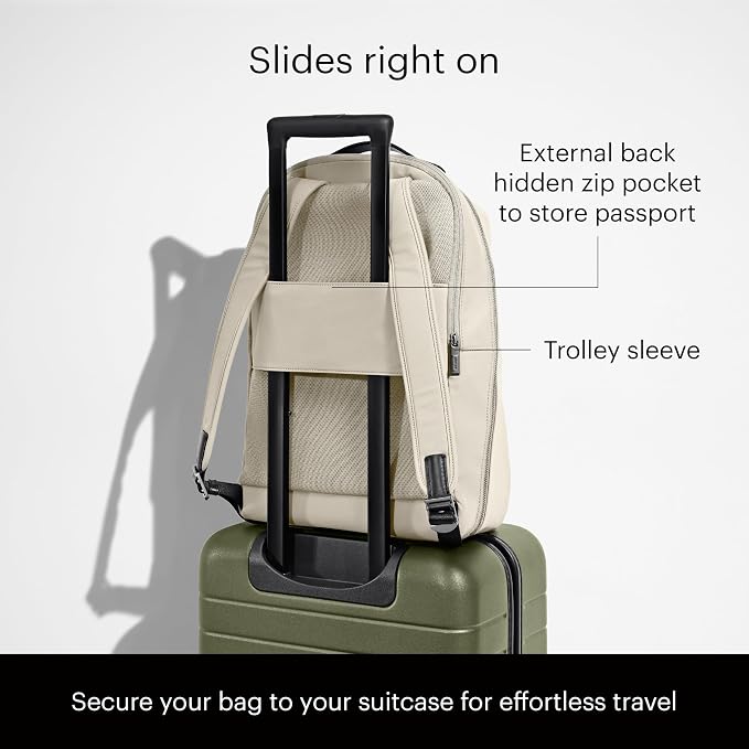 Away The Everywhere Zip Backpack - Personal Item Airline Approved Backpack with 16” Padded Laptop Sleeve, Water Bottle Pocket, Interior and Exterior Pockets - Fits Up to 16-Inch Laptops - Salt White - Image 4